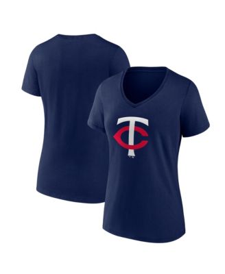 Women's Navy Minnesota Twins Logo Athletic V-Neck T-Shirt