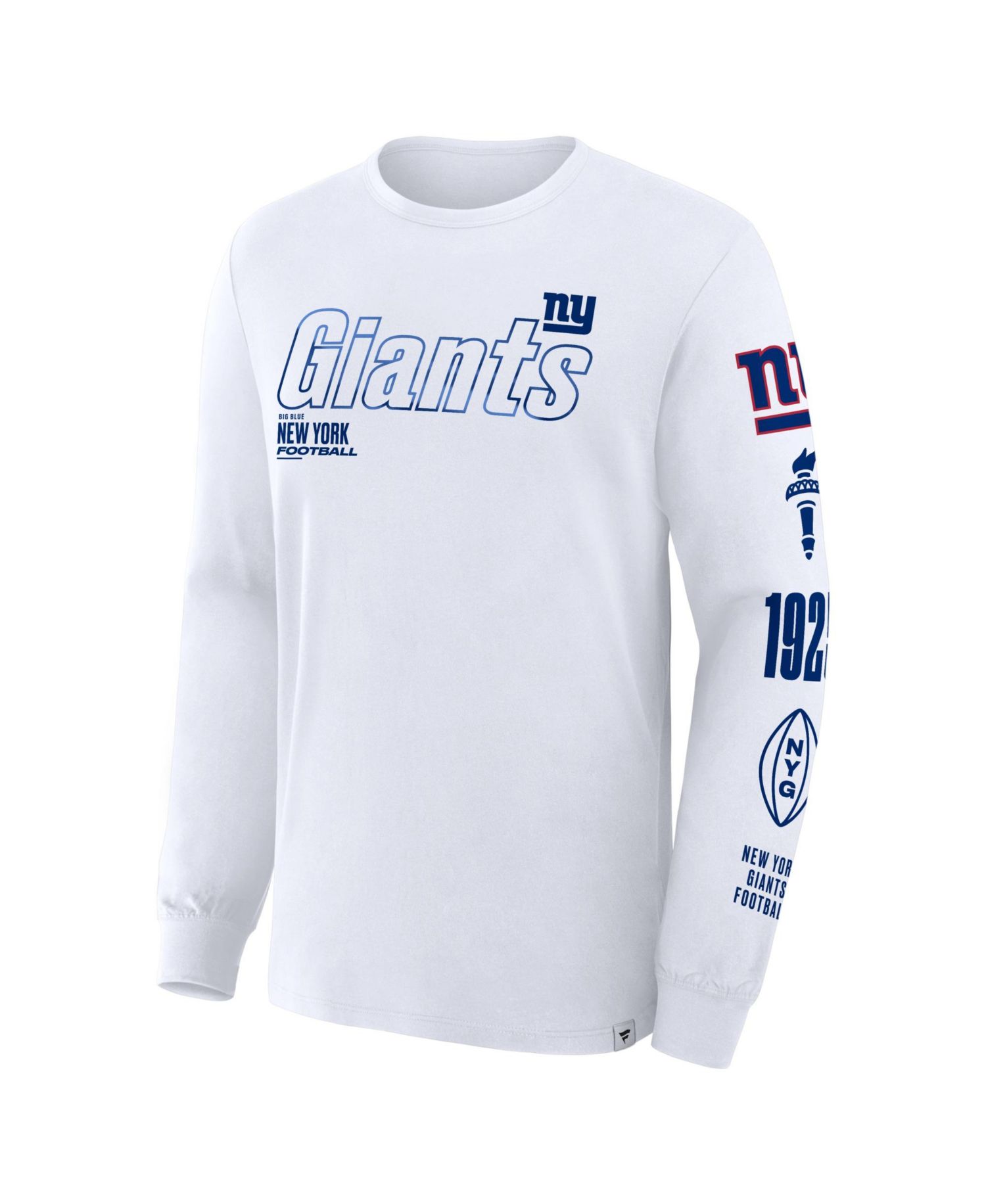 Men's White New York Giants Checkdown Pass Long Sleeve T-Shirt