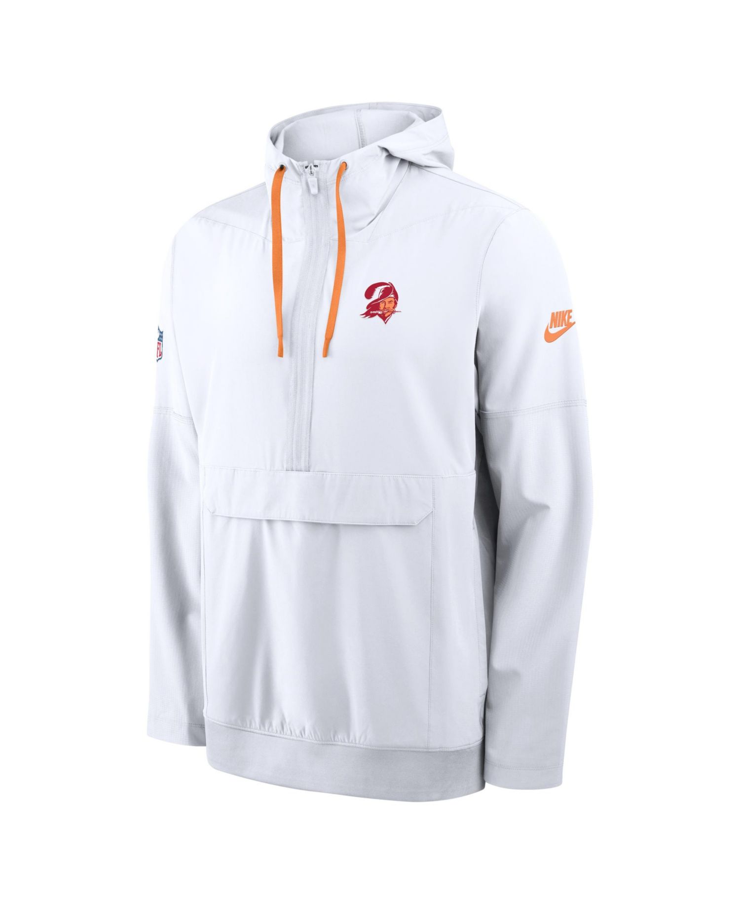 Men's White Tampa Bay Buccaneers Sideline Broken Rules Alternate Anorak Half-Zip Hoodie