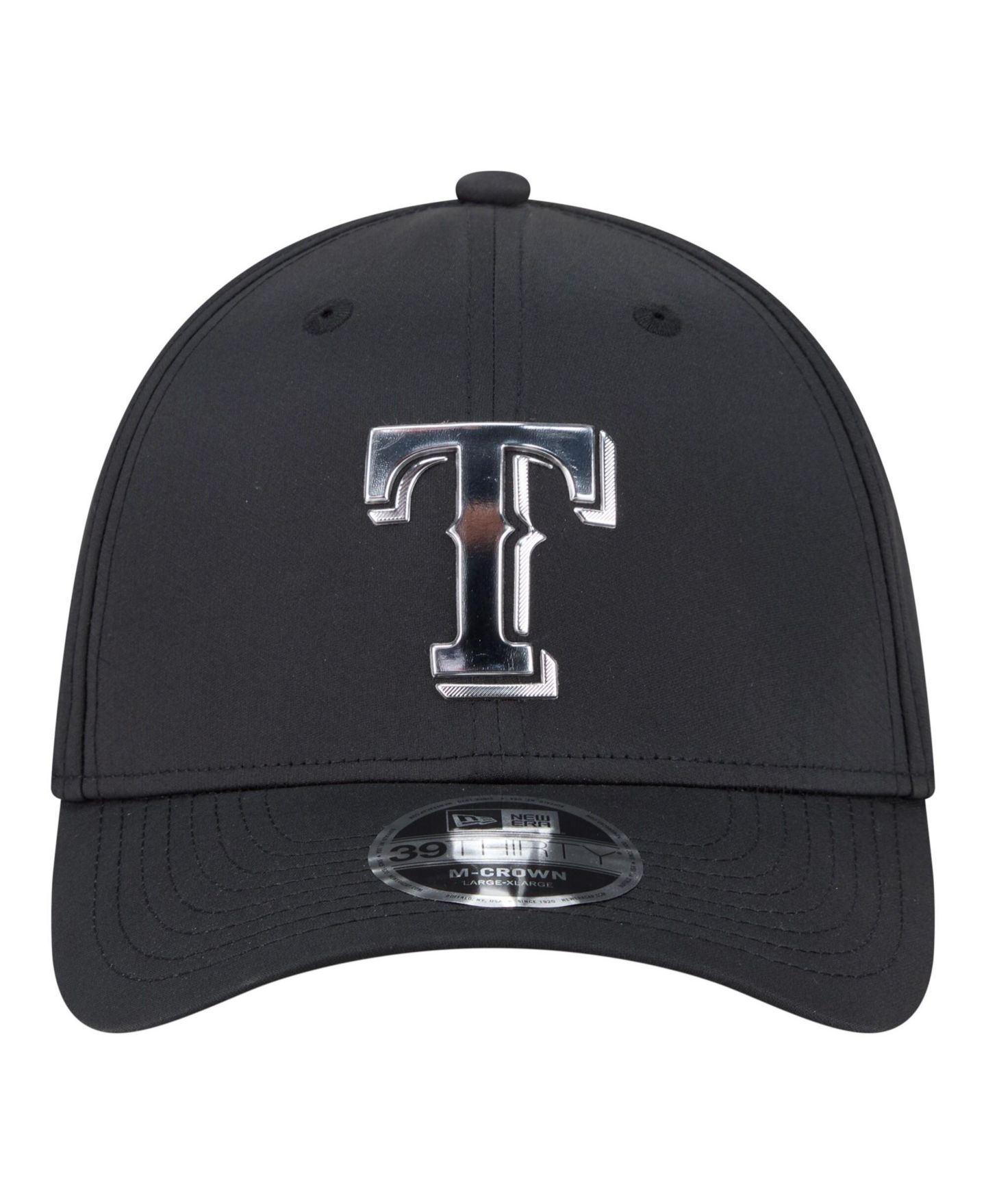 Мужская кепка New Era Black Texas Rangers Metallic 39THIRTY M-Crown Flex Hat — фото 2