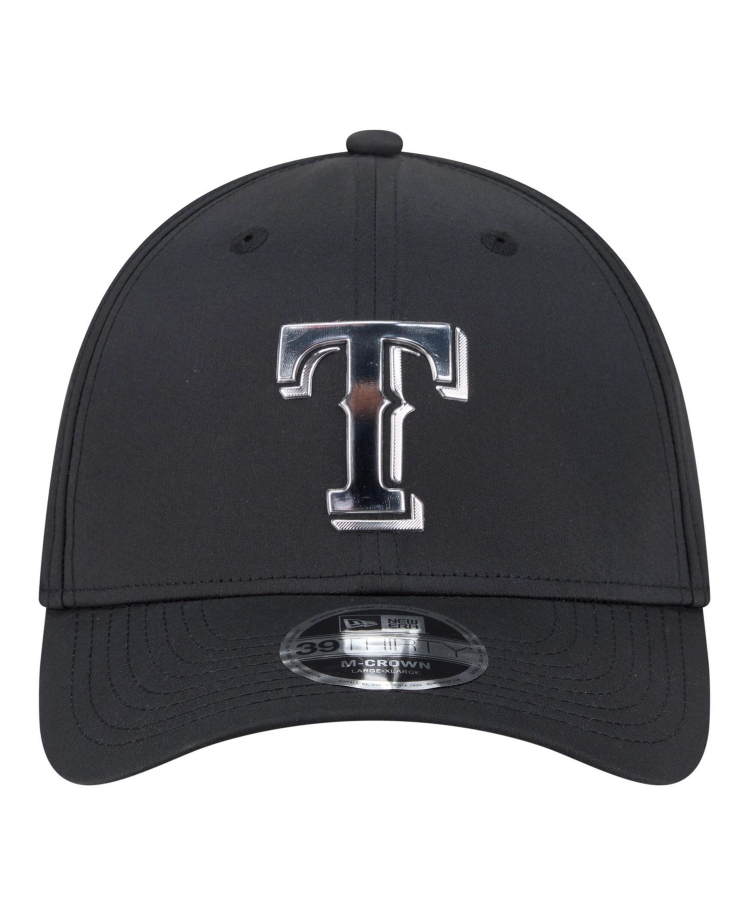 Men's Black Texas Rangers Metallic 39THIRTY M-Crown Flex Hat
