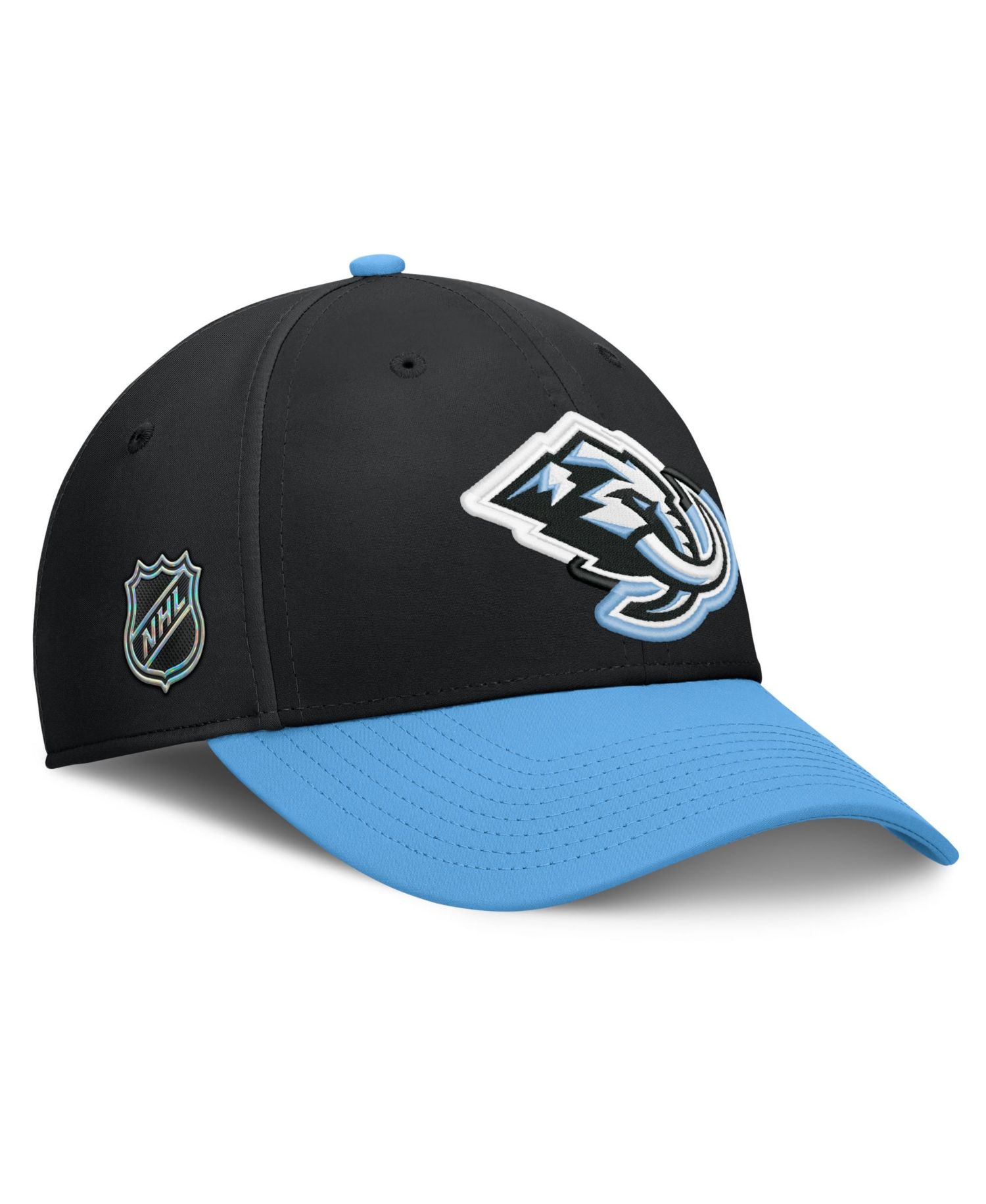 Men's Black/Light Blue Utah Mammoth Flex Fit Hat
