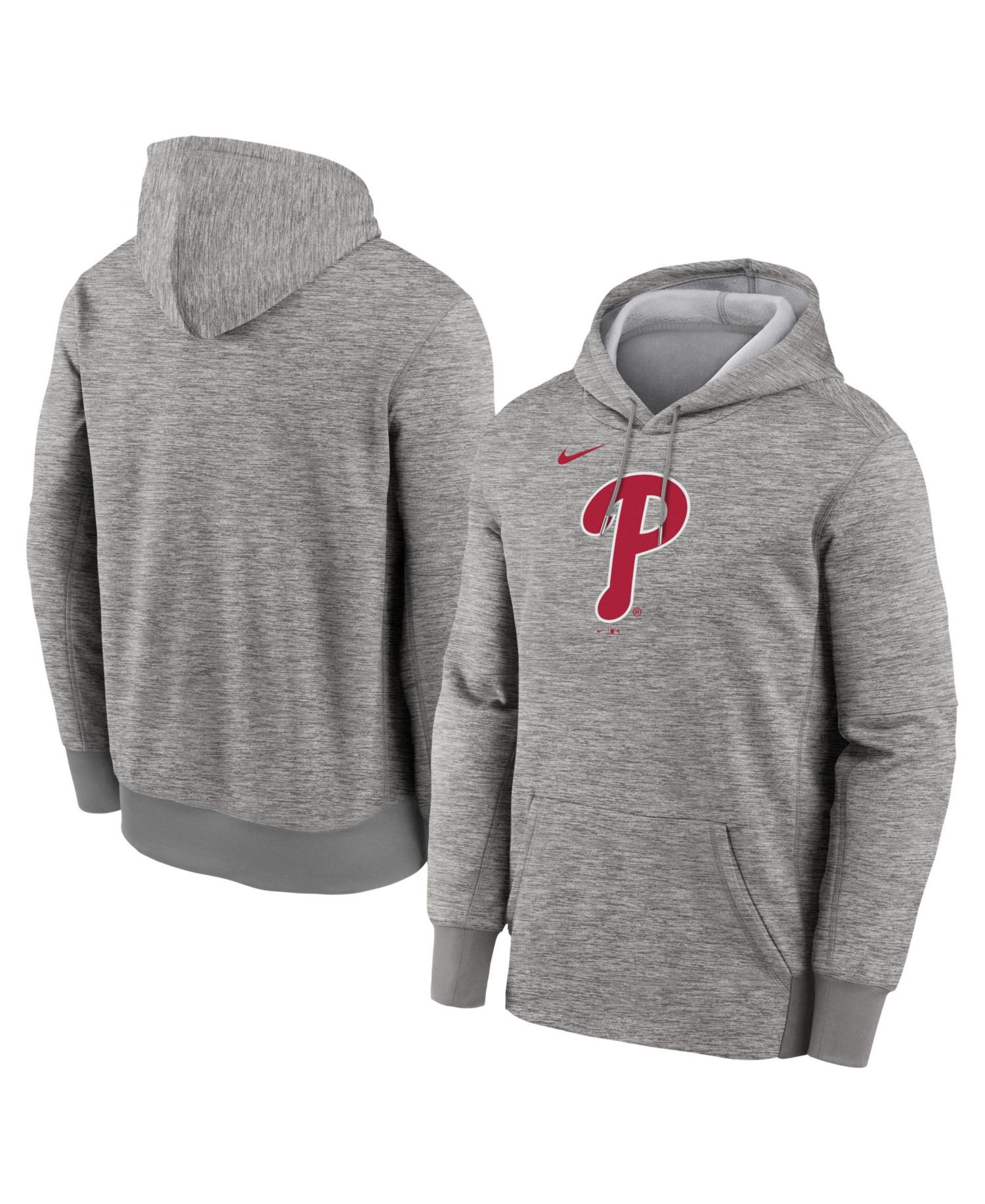 Men's Heather Gray Philadelphia Phillies Primary Logo Therma Hoodie