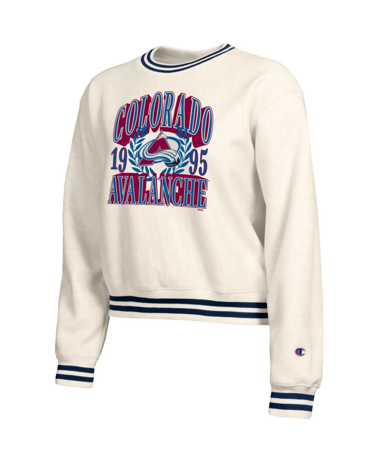 Women's Cream Colorado Avalanche Bold Laurels Reverse Weave Yarn Crewneck Sweatshirt