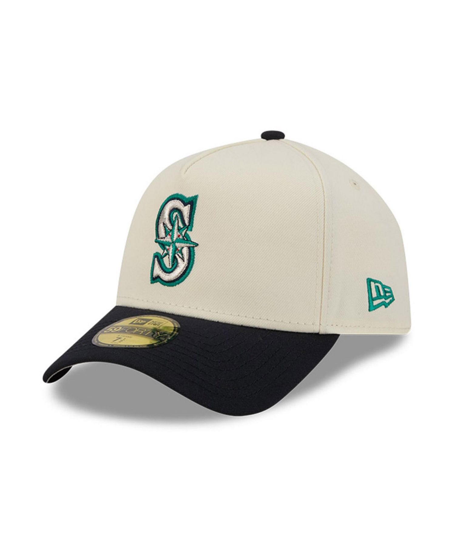 Men's Cream Seattle Mariners Chrome A-Frame 59FORTY Fitted Hat