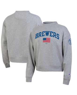 Women's Heather Gray Milwaukee Brewers Americana Triumph Fleece Tri-Blend Sweatshirt