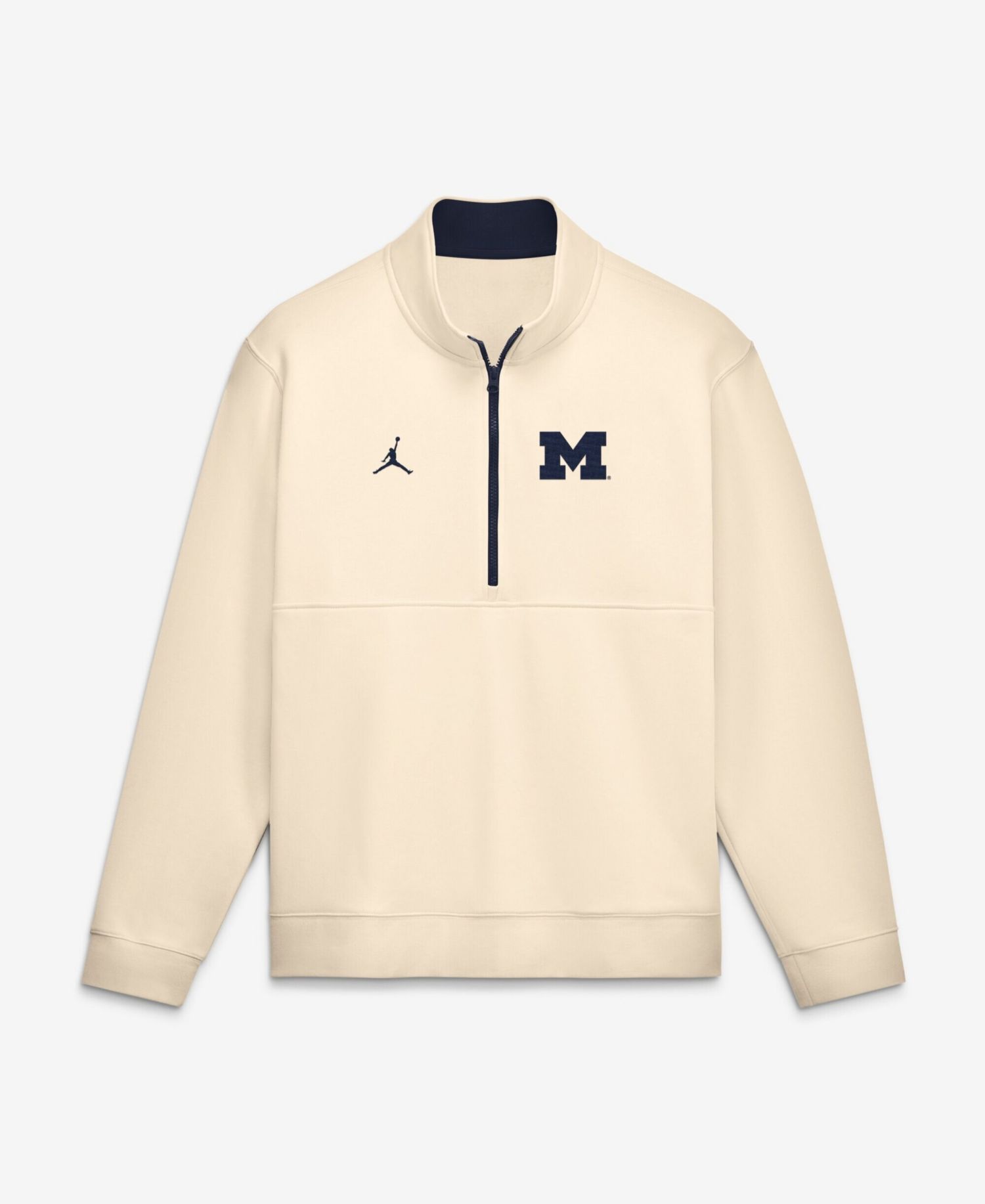 Men's Cream Michigan Wolverines Primetime Club Fleece Half-Zip Pullover Sweatshirt