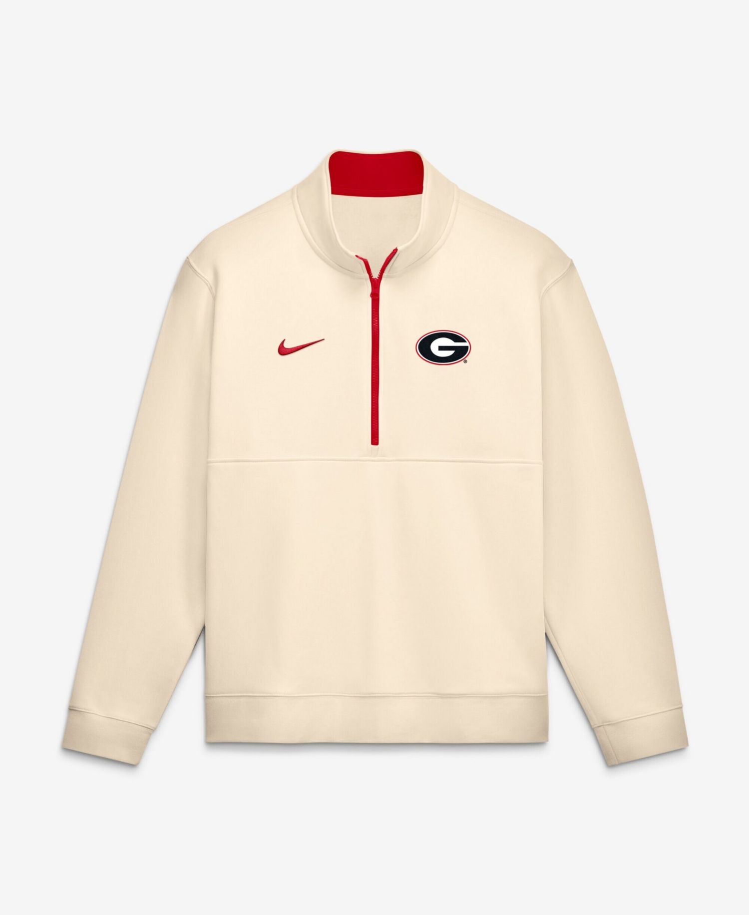 Men's Cream Georgia Bulldogs Primetime Club Fleece Half-Zip Pullover Sweatshirt