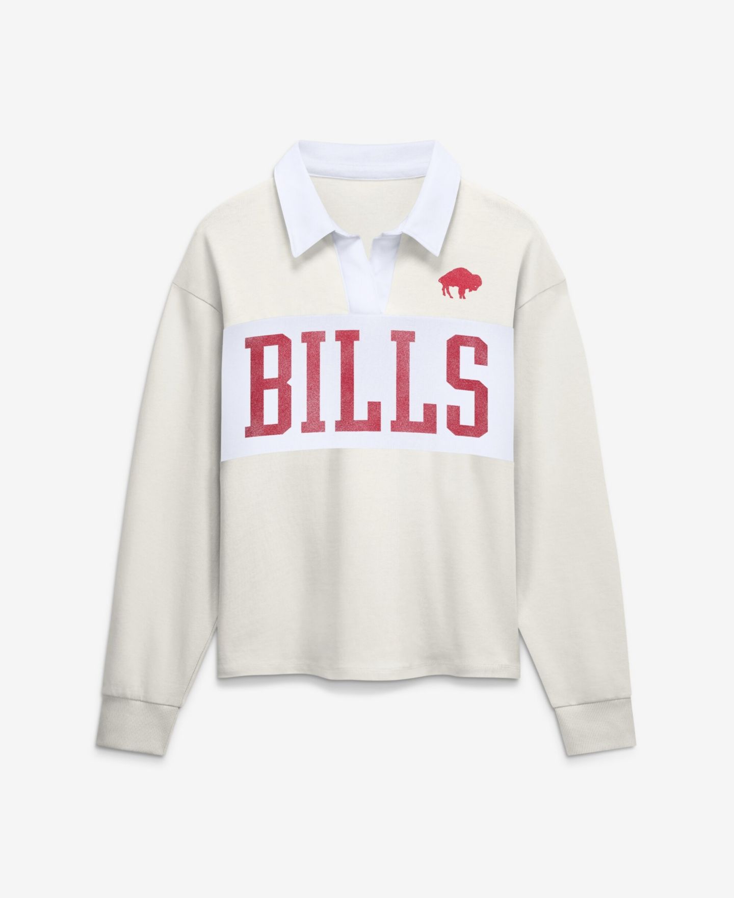 Женское поло Fanatics Cream Buffalo Bills Heritage Play Action Rugby Long Sleeve Polo — фото 1