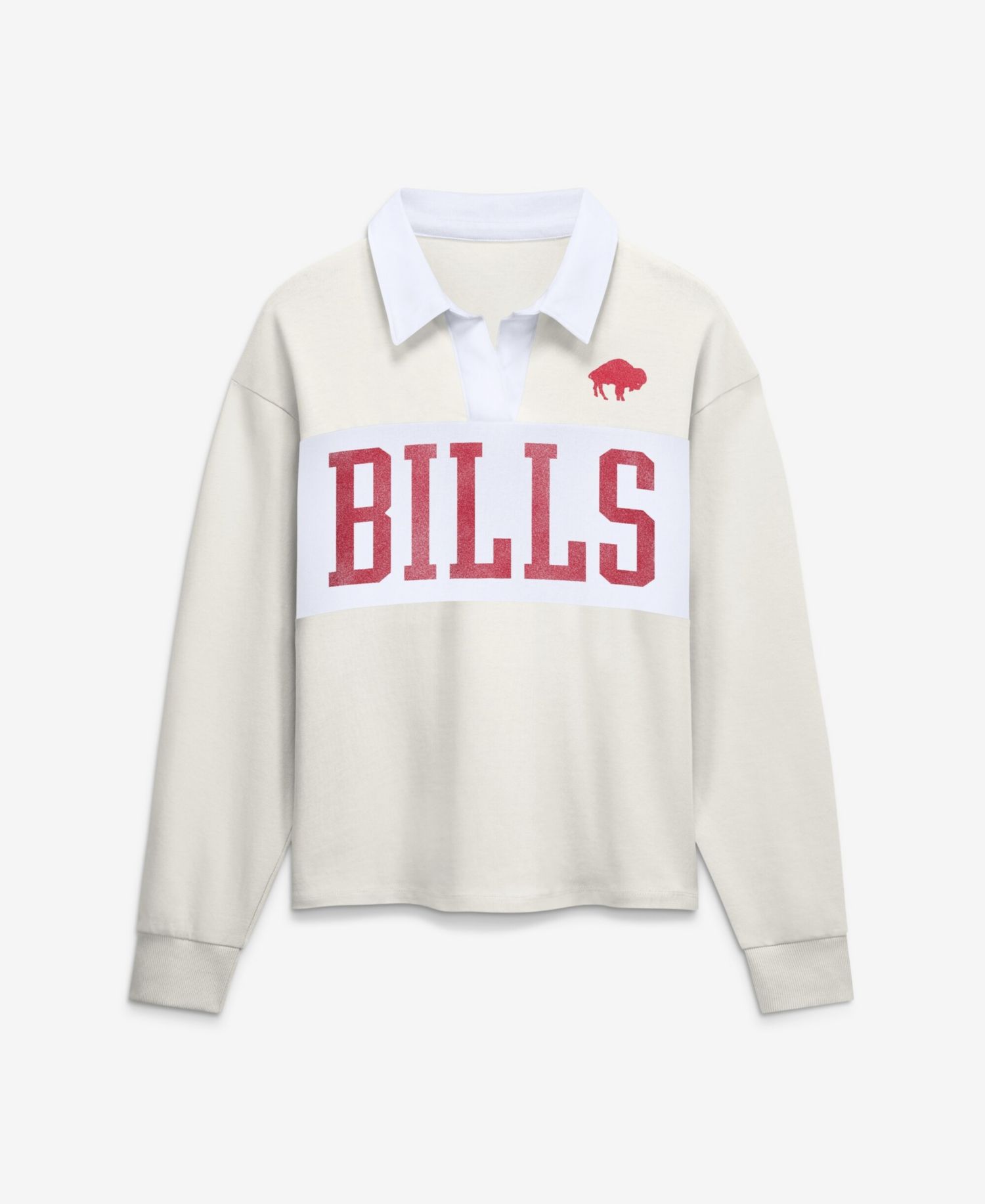 Women's Cream Buffalo Bills Heritage Play Action Rugby Long Sleeve Polo