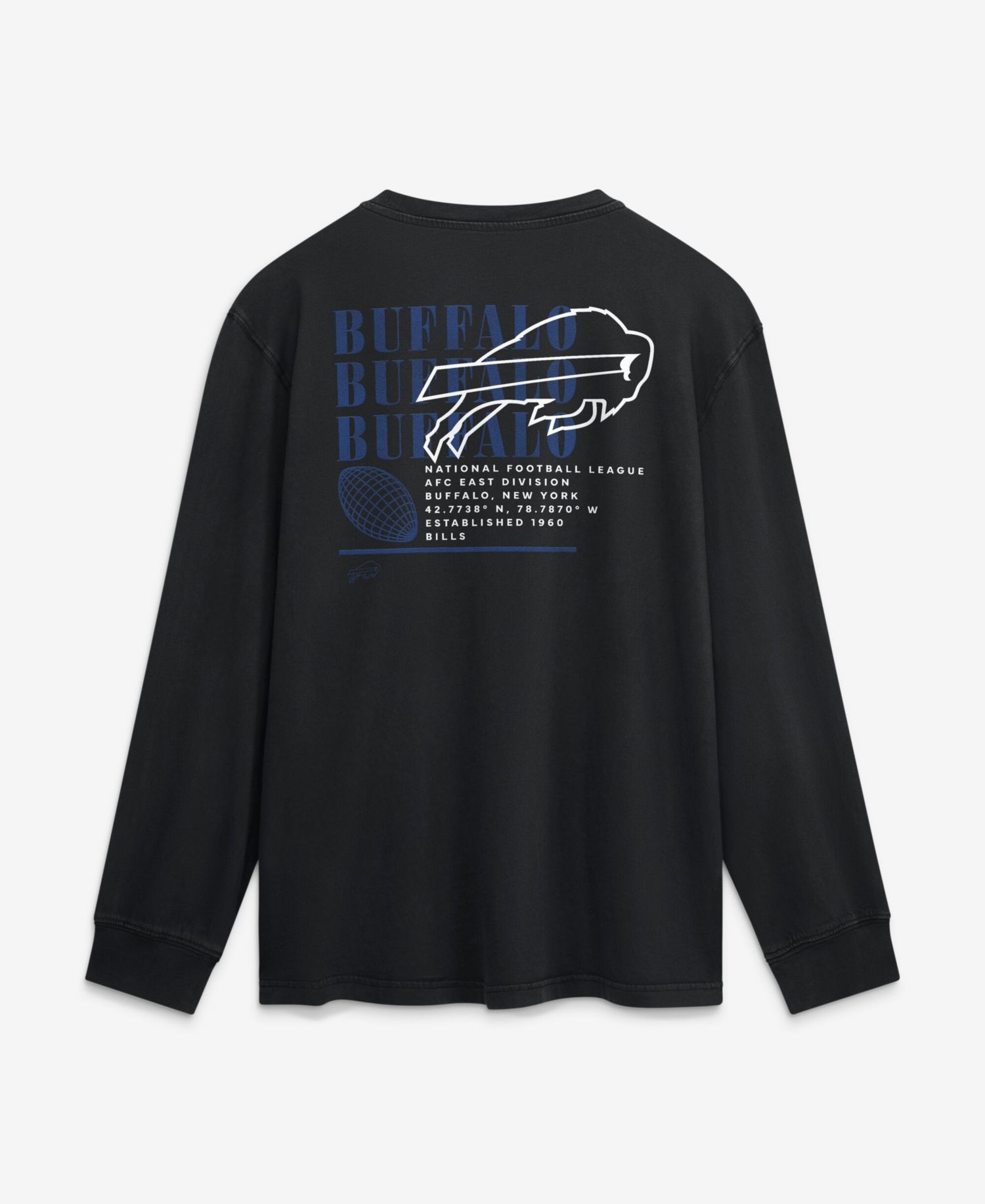 Men's Black Buffalo Bills Relaxed Fullback Drive Long Sleeve Fashion T-Shirt