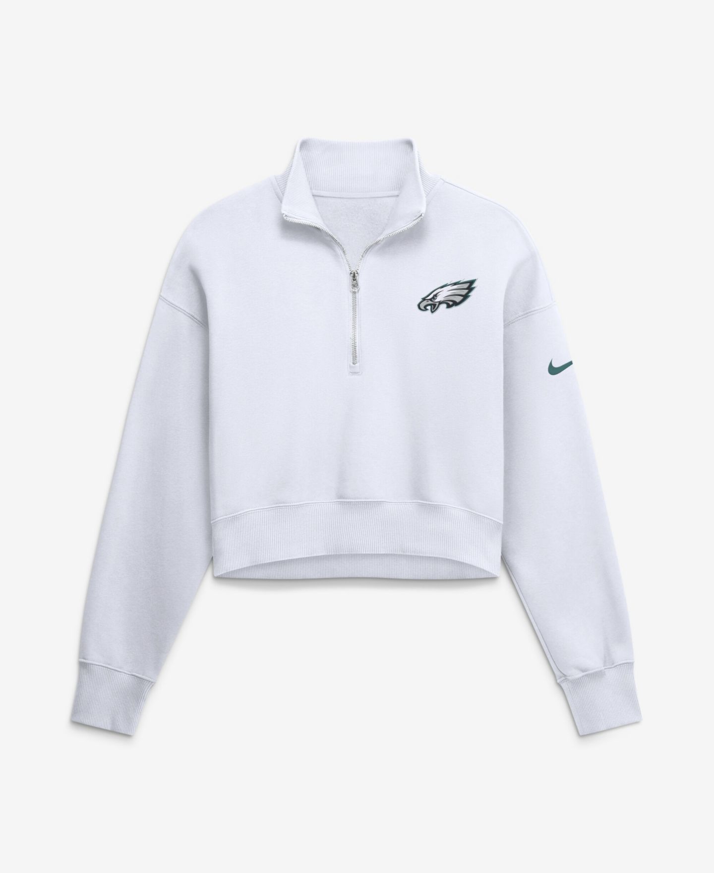 Женский свитшот Nike White Philadelphia Eagles Oversized Phoenix Fleece Cropped Quarter-Zip — фото 1