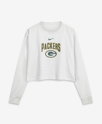 Women's White Green Bay Packers Loose Fit Crop Top