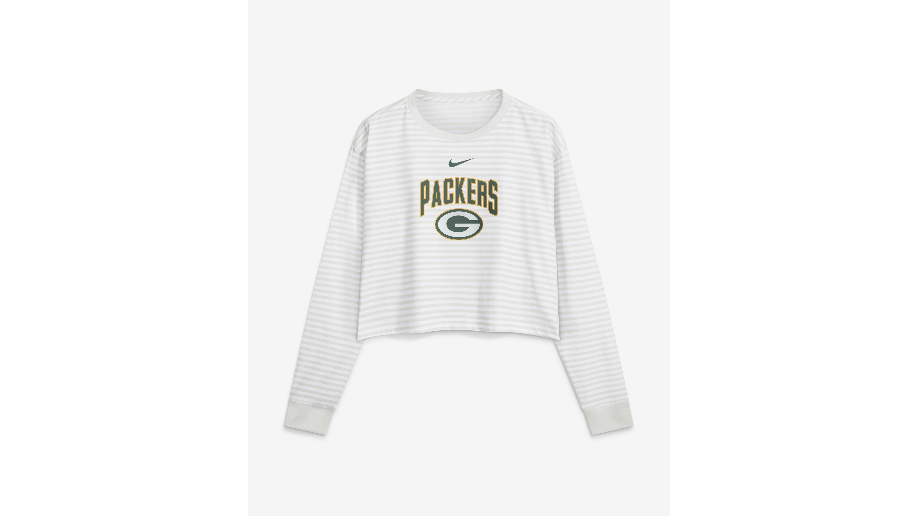Nike Women's White Green Bay Packers Loose Fit Crop Top