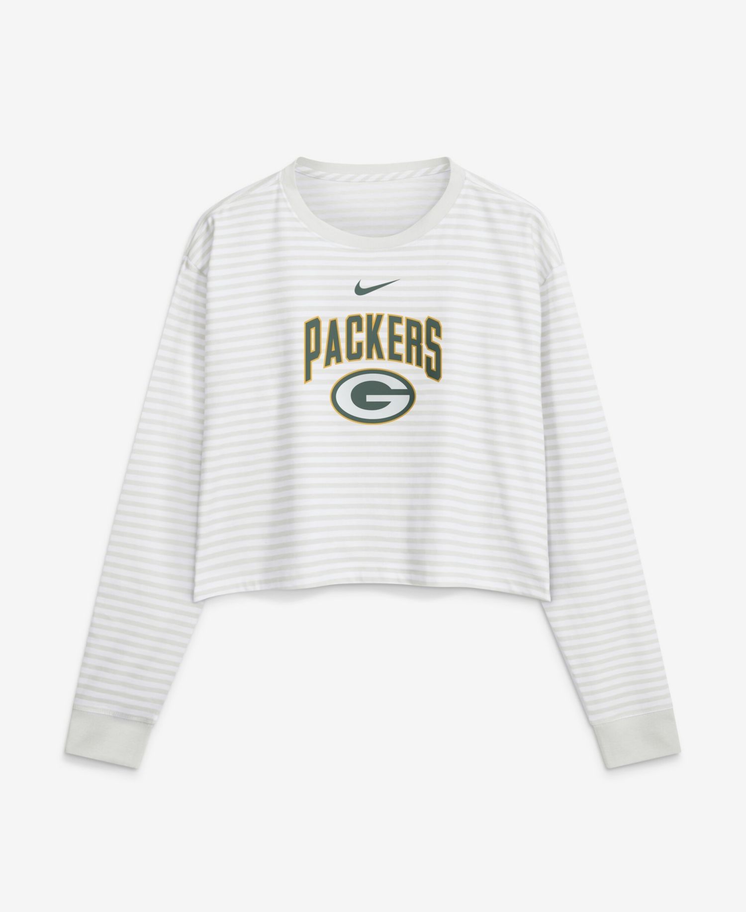 Women's White Green Bay Packers Loose Fit Crop Top