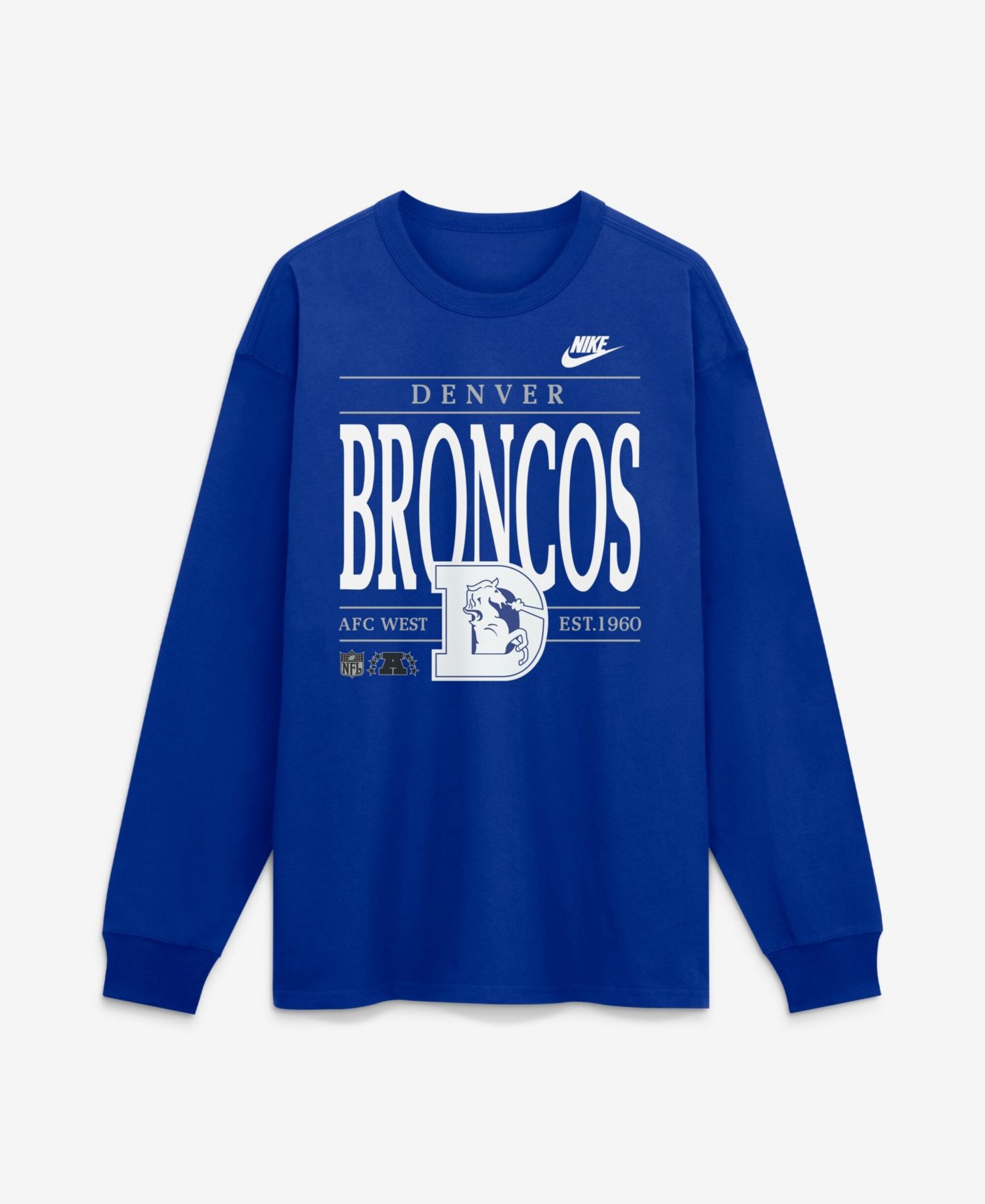 Men's Royal Denver Broncos Red Zone Long Sleeve Max90 T-Shirt