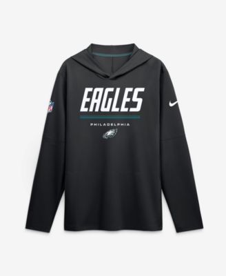 Men's Black Philadelphia Eagles Sideline Game On Lightweight Long Sleeve Dri-FIT Hoodie