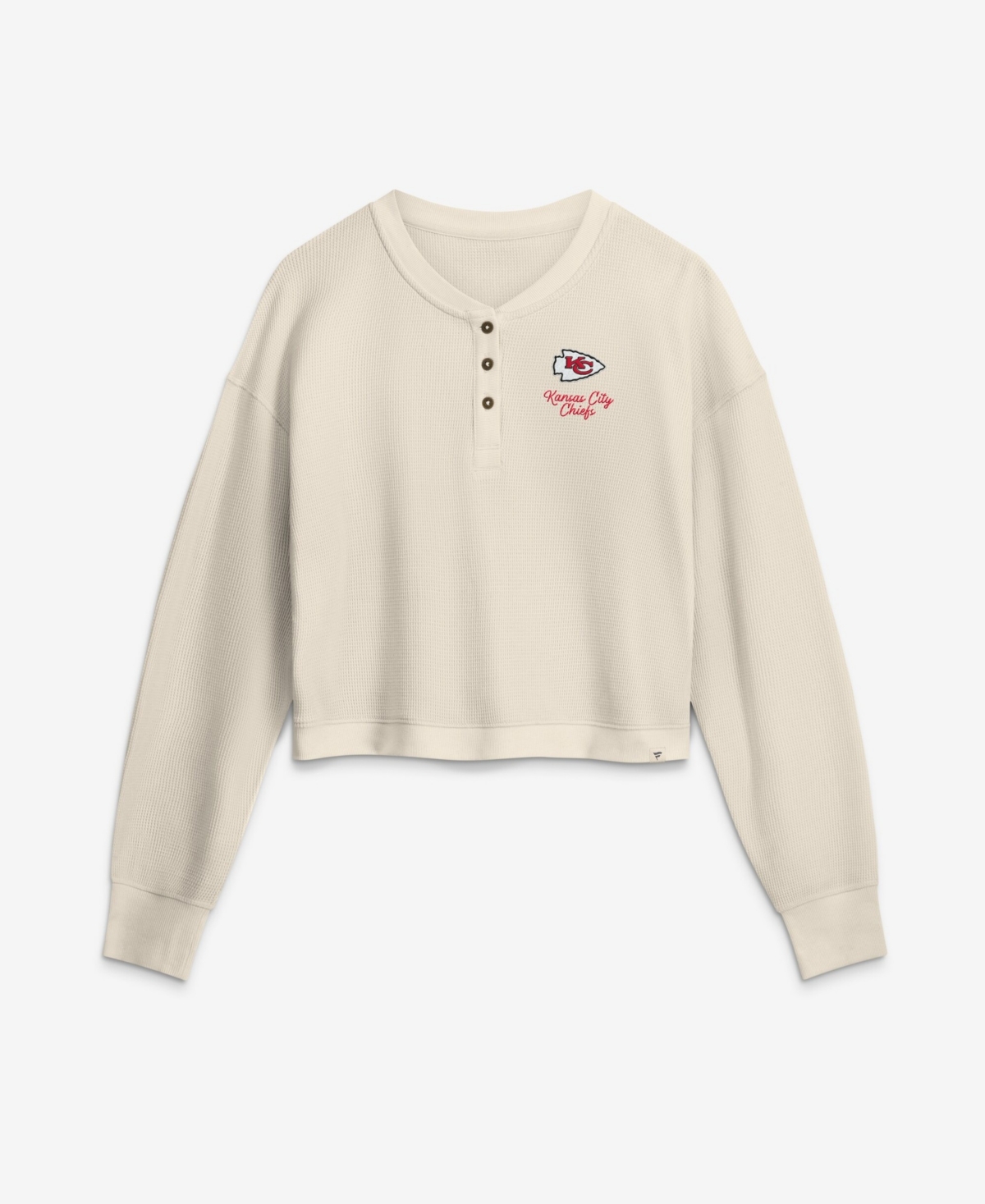 Fanatics Women's Kansas City Chiefs Waffle-Knit Long-Sleeve Cropped T-Shirt - Cream