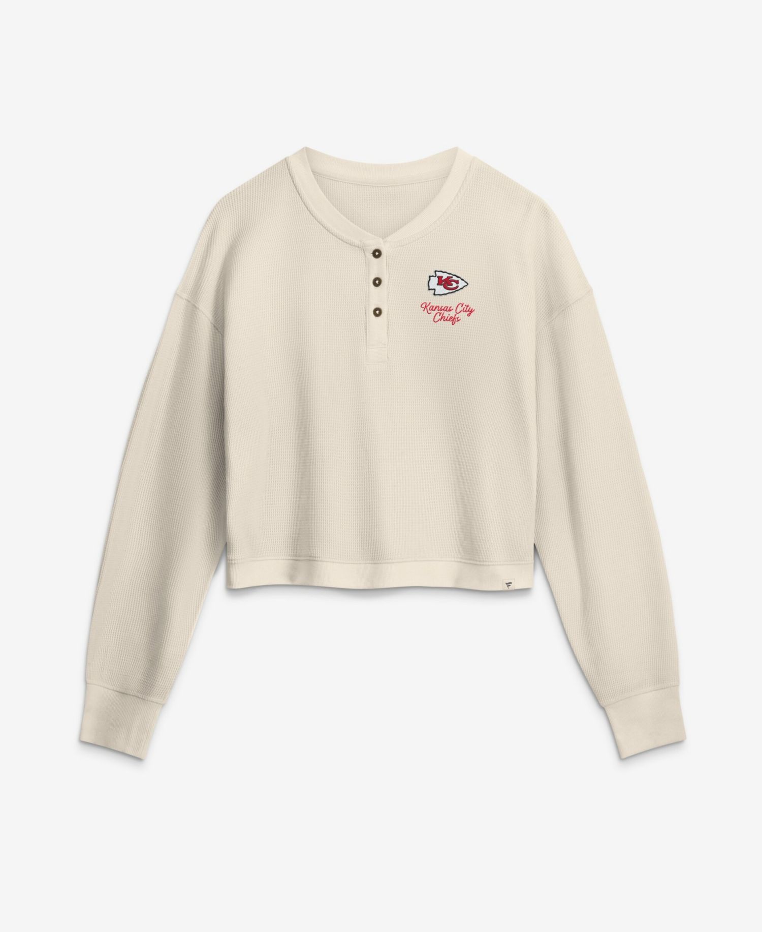 Women's Kansas City Chiefs Waffle-Knit Long-Sleeve Cropped T-Shirt