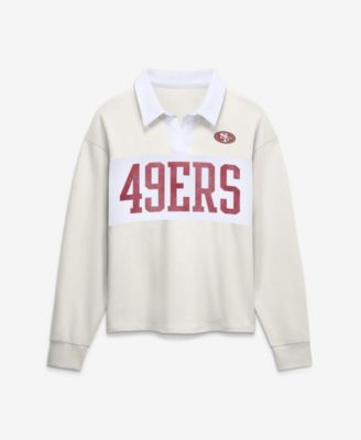 Women's Cream San Francisco 49ers Heritage Play Action Rugby Long Sleeve Polo