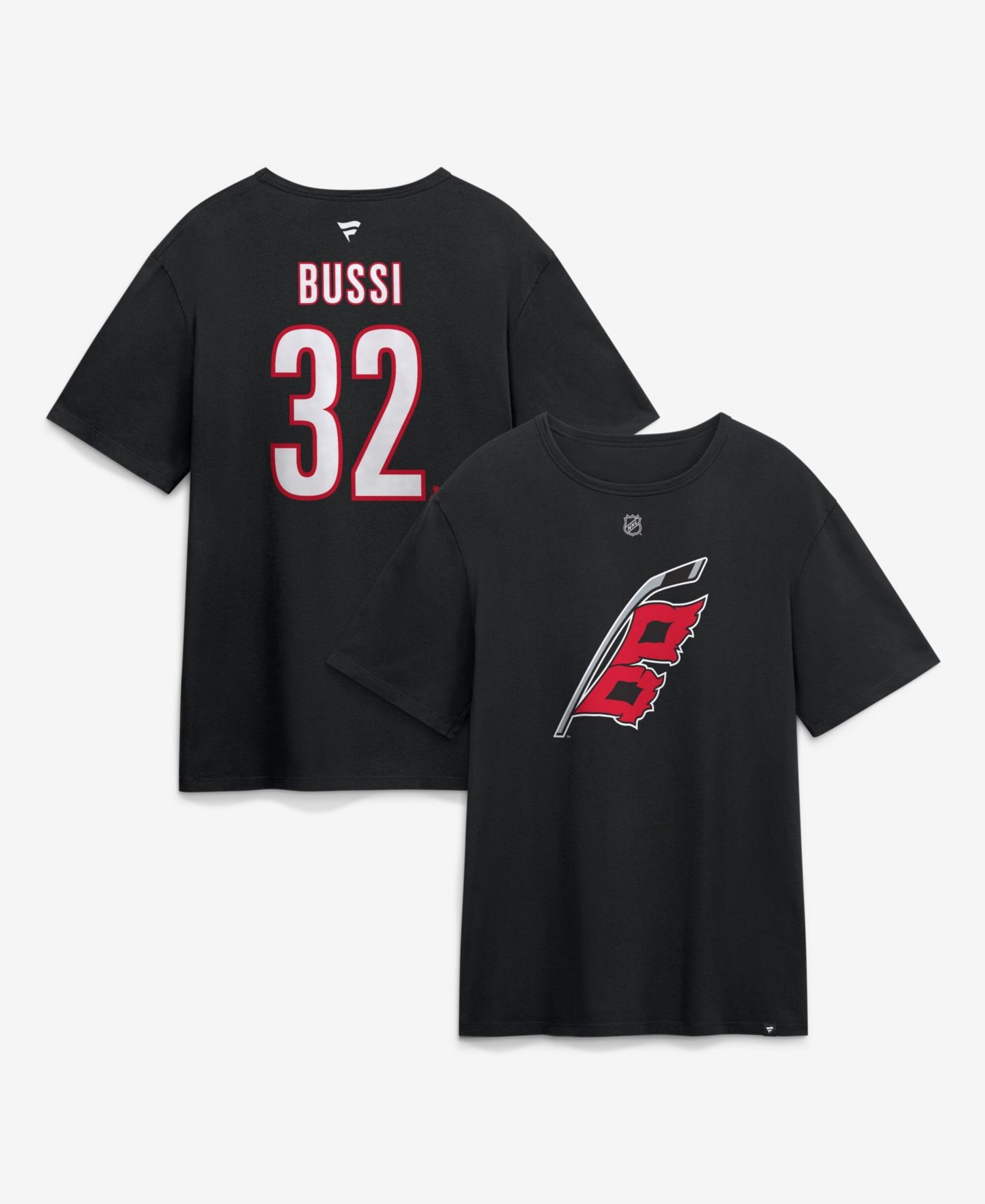 Мужская футболка Fanatics Brandon Bussi Black Carolina Hurricanes Authentic Stack Name & Number — фото 1