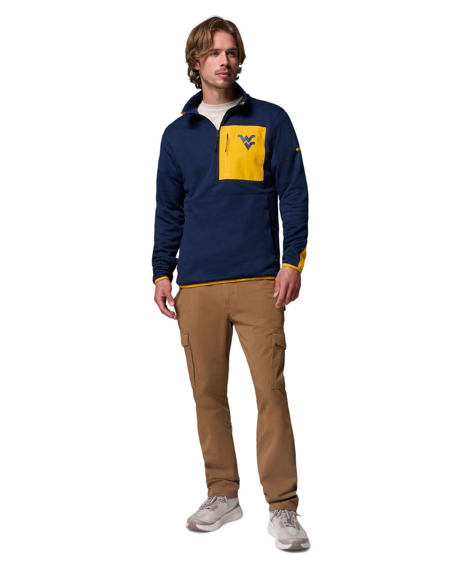 Men's Navy West Virginia Mountaineers Hike Omni-Wick Half-Zip Pullover Sweatshirt