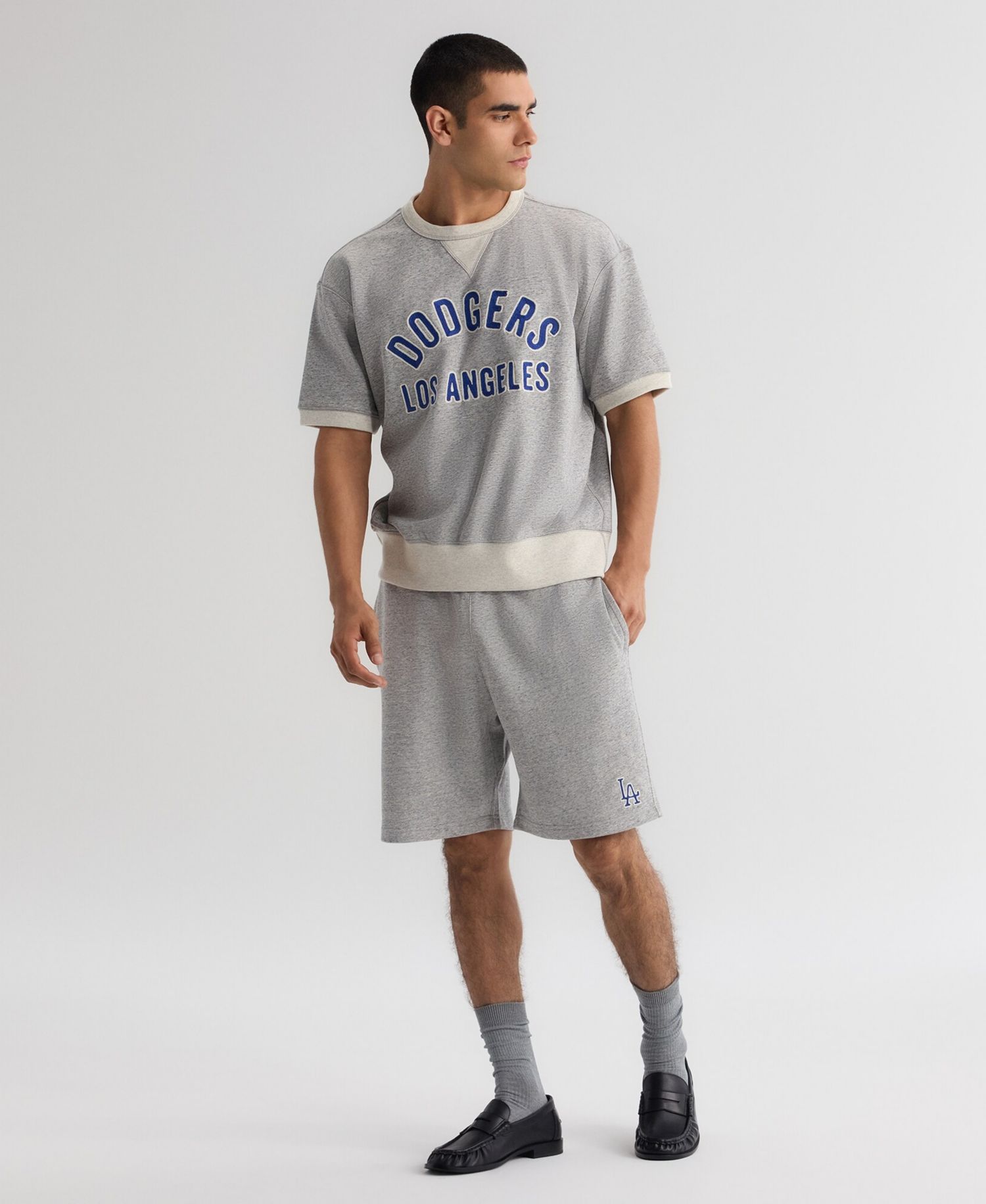 Men's Steel Heather Los Angeles Dodgers Iconic Terry Warm-Up Shorts