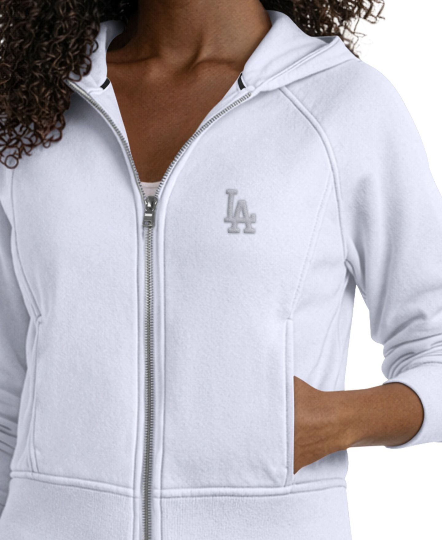 Женское худи Starter Pastel Blue Los Angeles Dodgers Cropped Full-Zip Fleece — фото 3