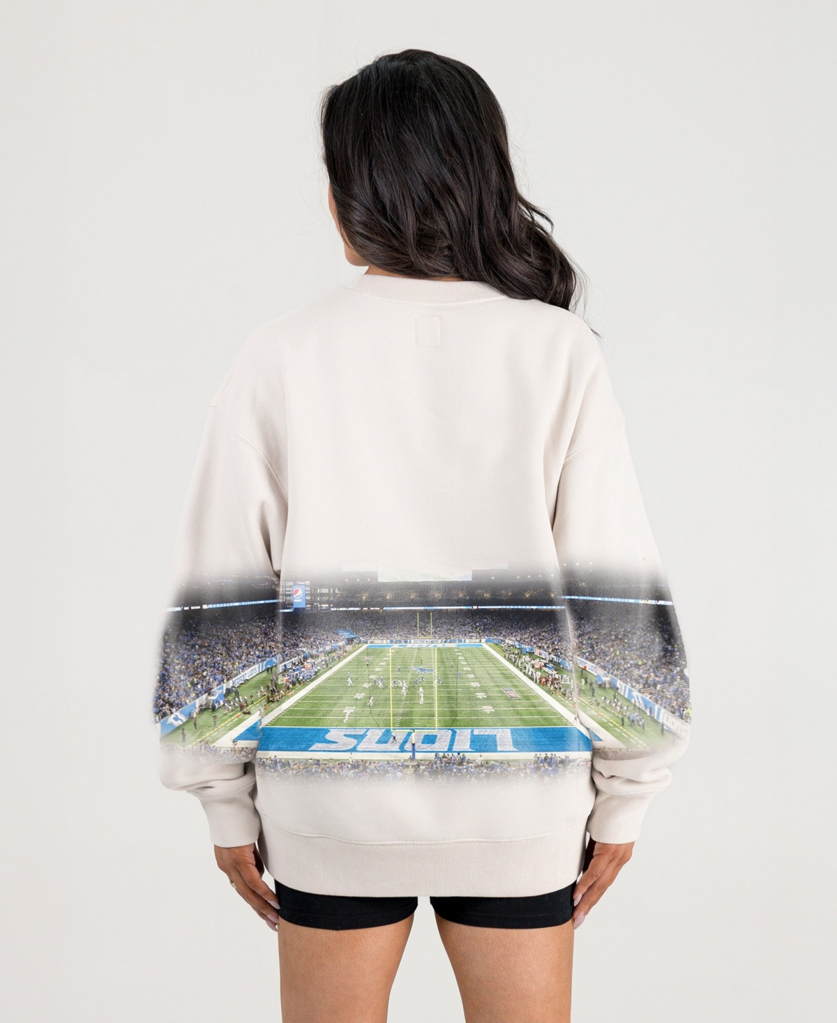 Gameday Couture Women's Natural Detroit Lions Power Move Stadium Premium Drop Shoulder Sweatshirt