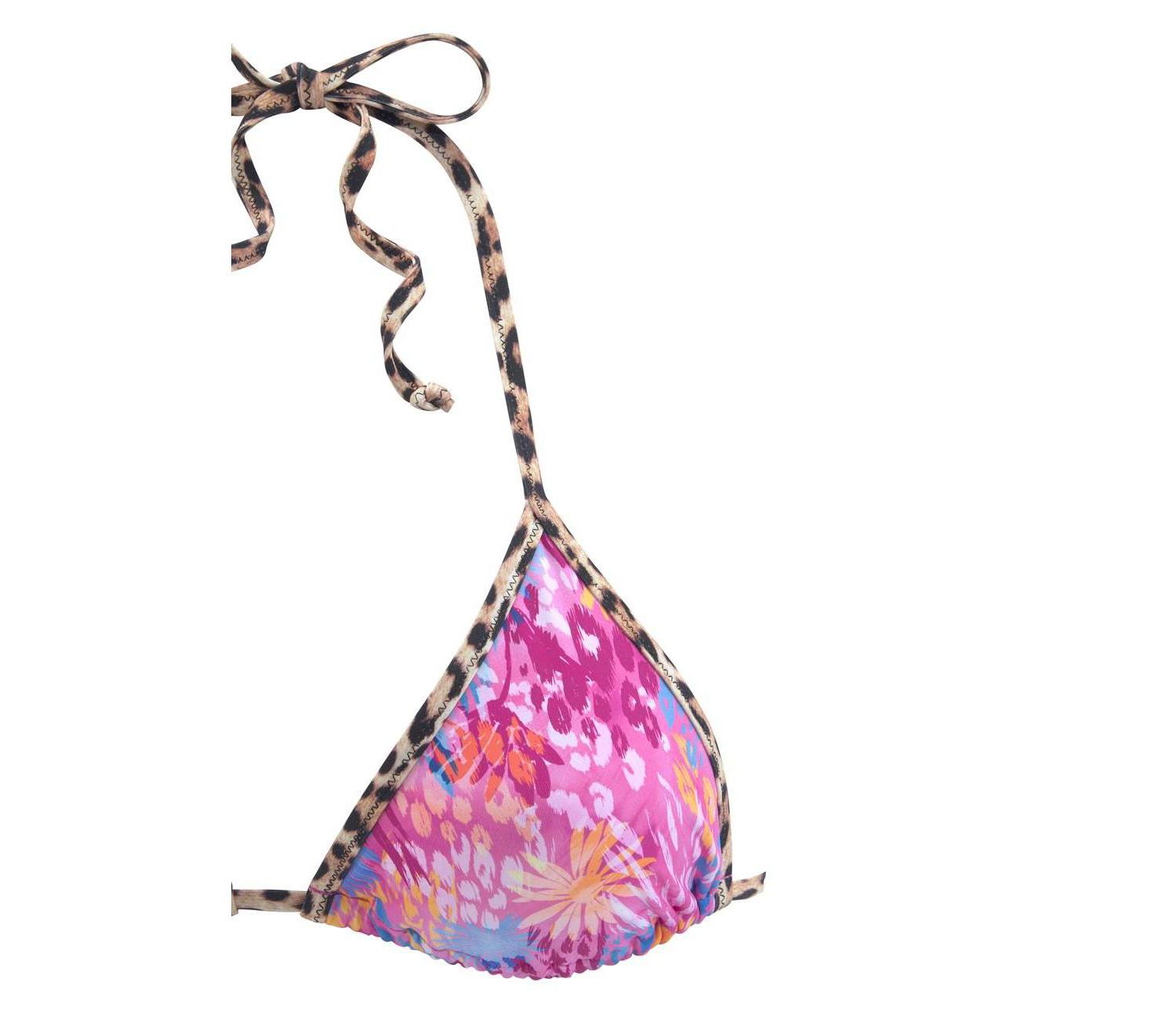 Women's Floral Print Leopard Triangle Bikini Top