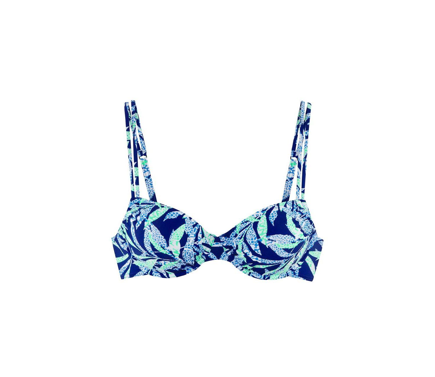 Women's Tropical Print High-Waist Underwire Bikini Top