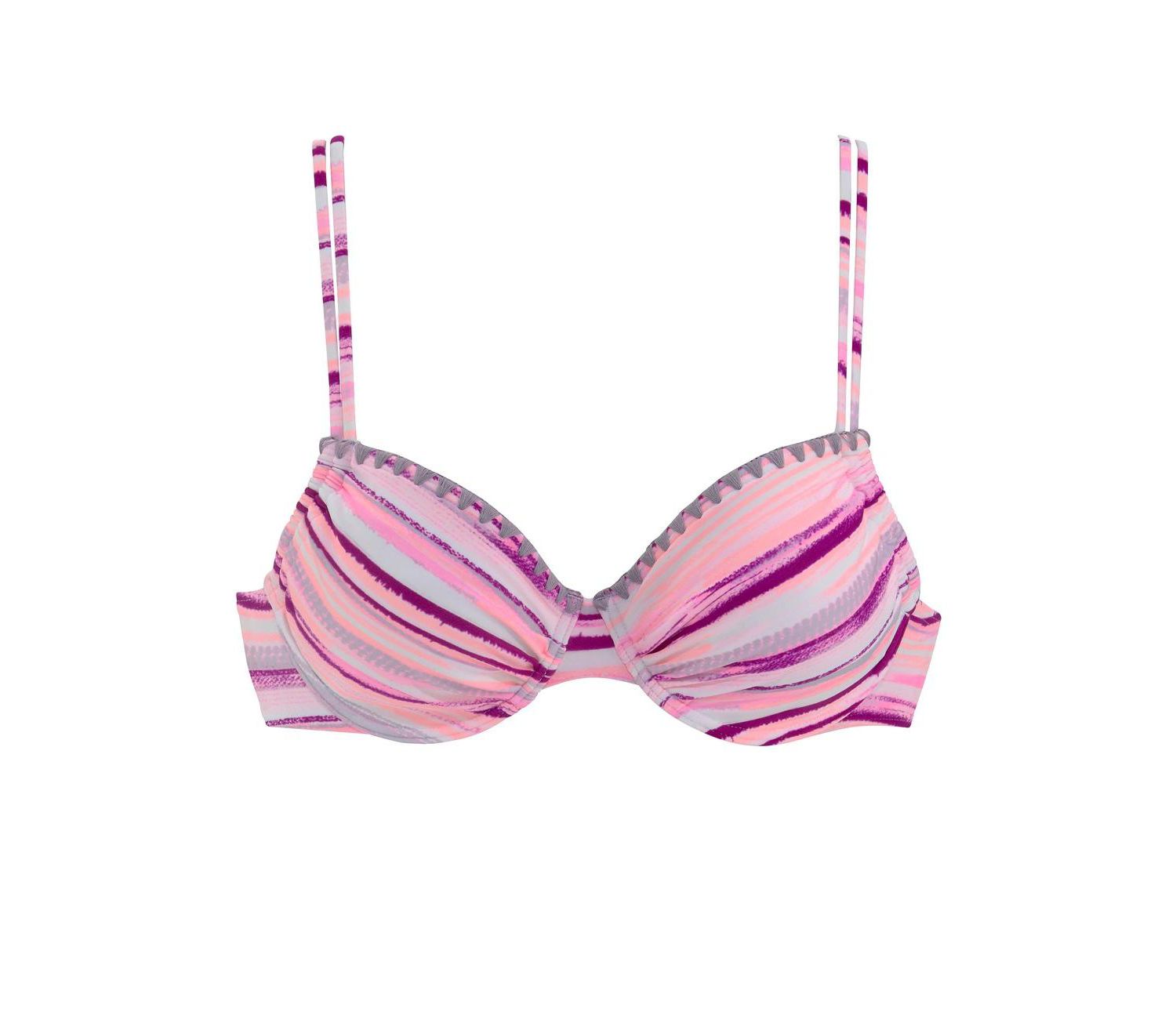 Women's Printed Crochet Removable Pads Underwire Bikini Top