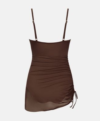 aqua green side tie swim dress Women's Solid Dresses intype_dr4708