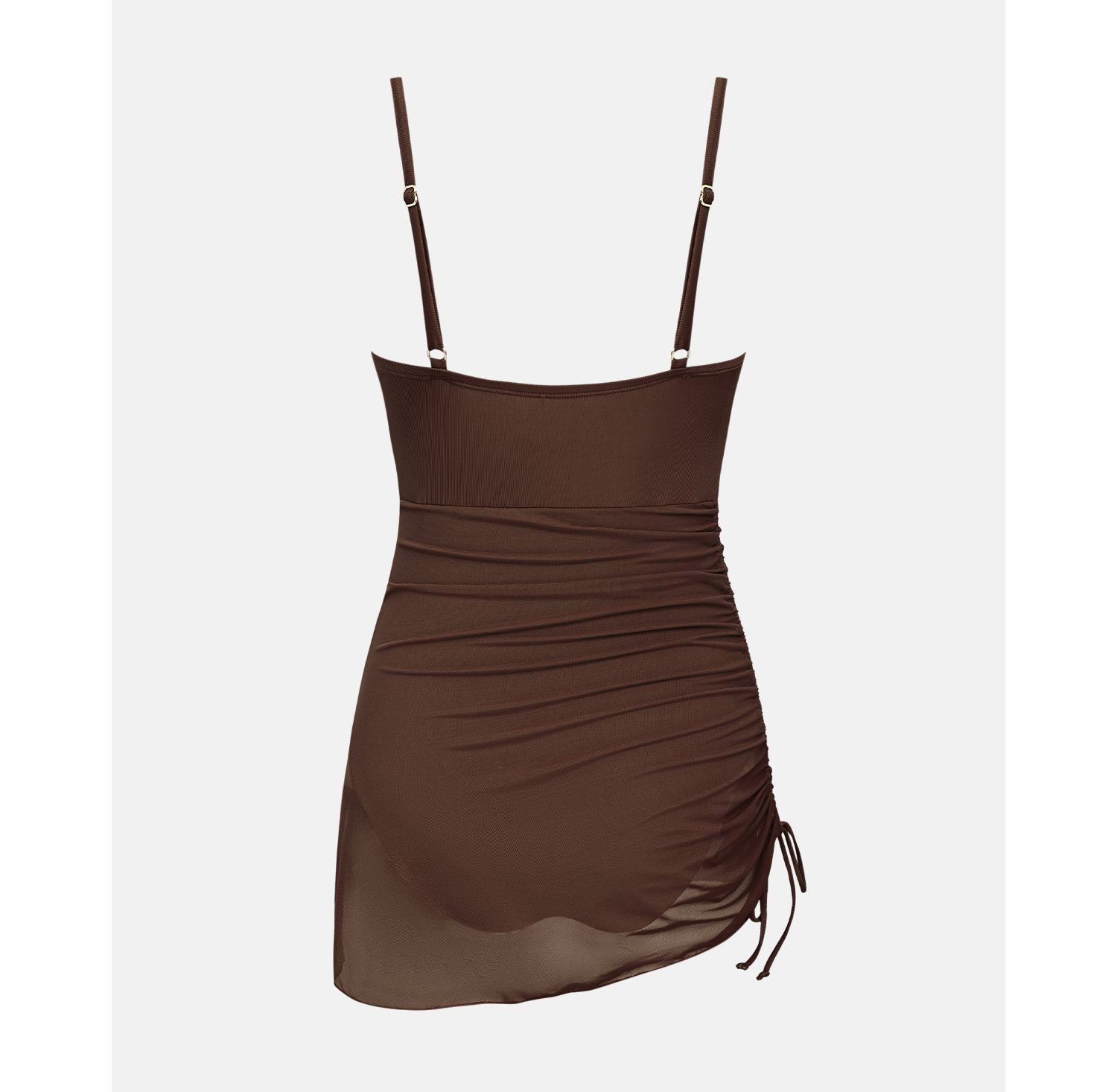 Women's V-Neck Mesh Ruched Swim Dress