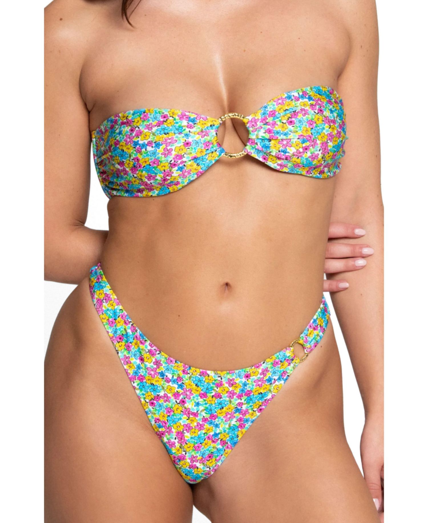 Women's Hana Strapless Bandeau Floral Bikini Top