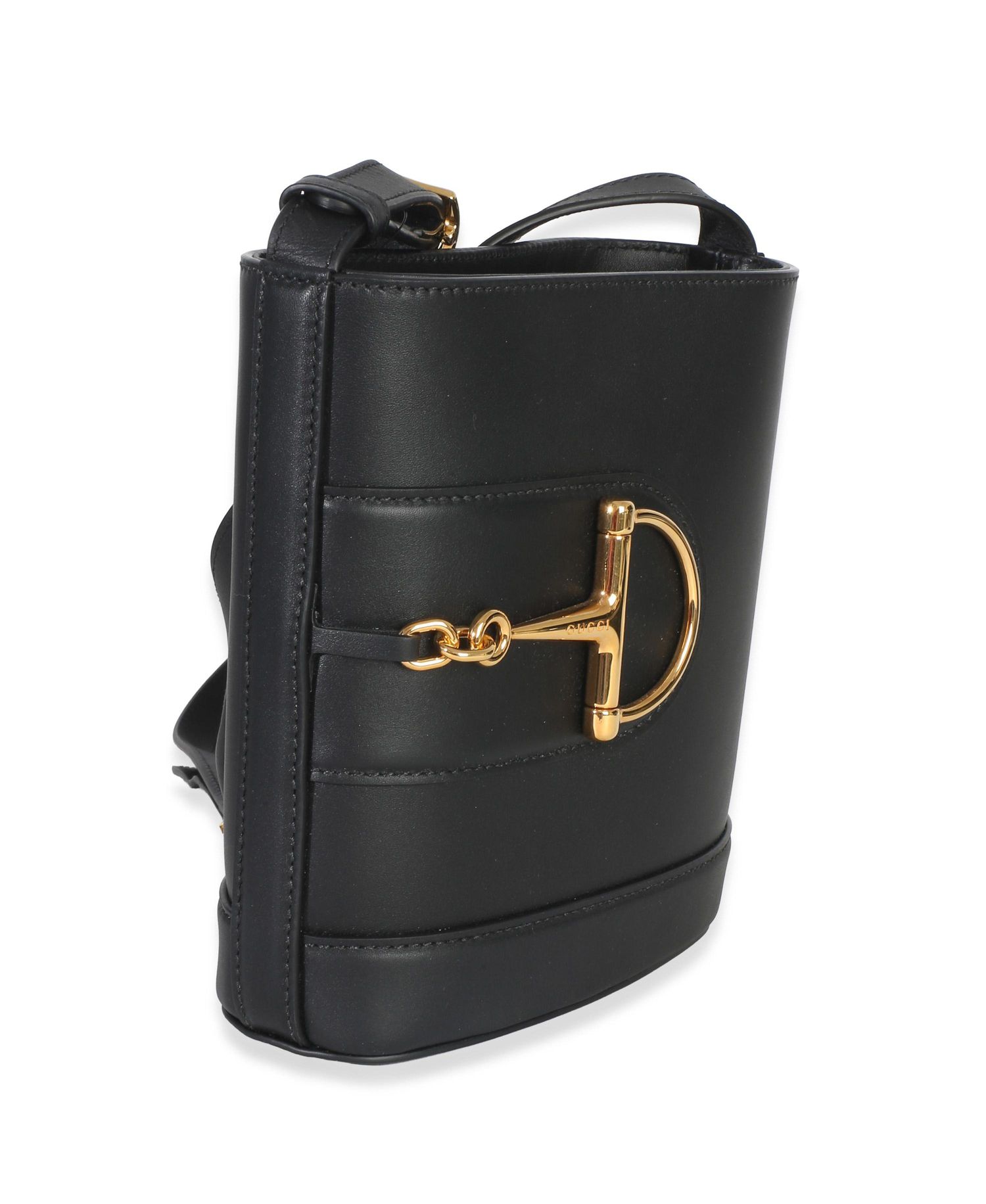 Black Smooth Calfskin Hasler Horsebit 73 Small Bucket Bag