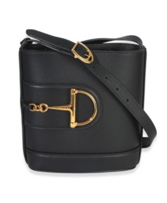 Black Smooth Calfskin Hasler Horsebit 73 Small Bucket Bag