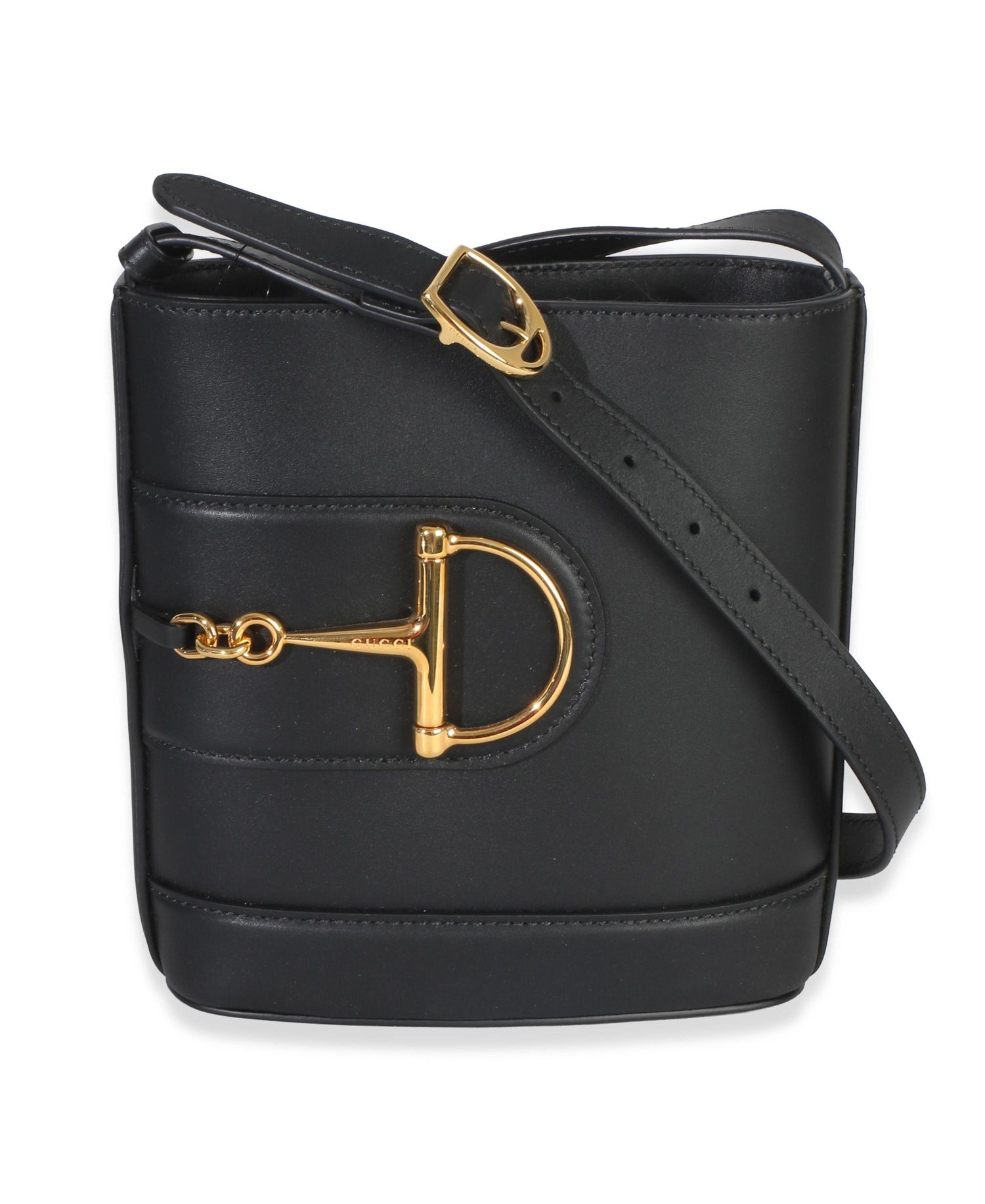 Black Smooth Calfskin Hasler Horsebit 73 Small Bucket Bag