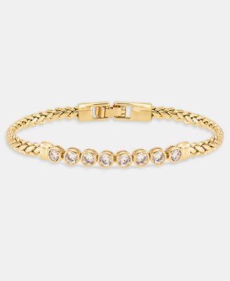 Cubic Zirconia Herringbone Chain Flex Bracelet