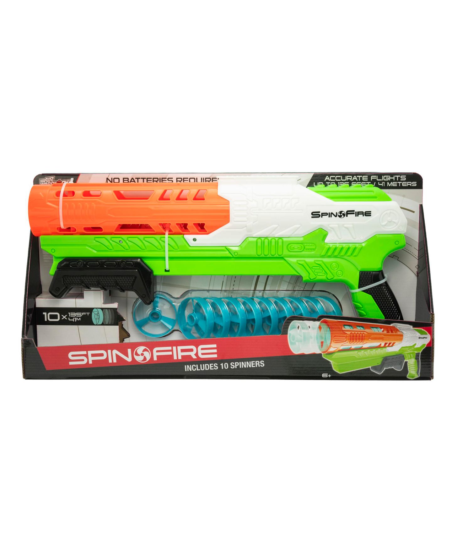 Детская игрушка Air Warriors Spin Fire Long-Distance Blaster (No-Battery), Includes 10 Spinners, Ages 6+, цвет: Open Miscellaneous — фото 4