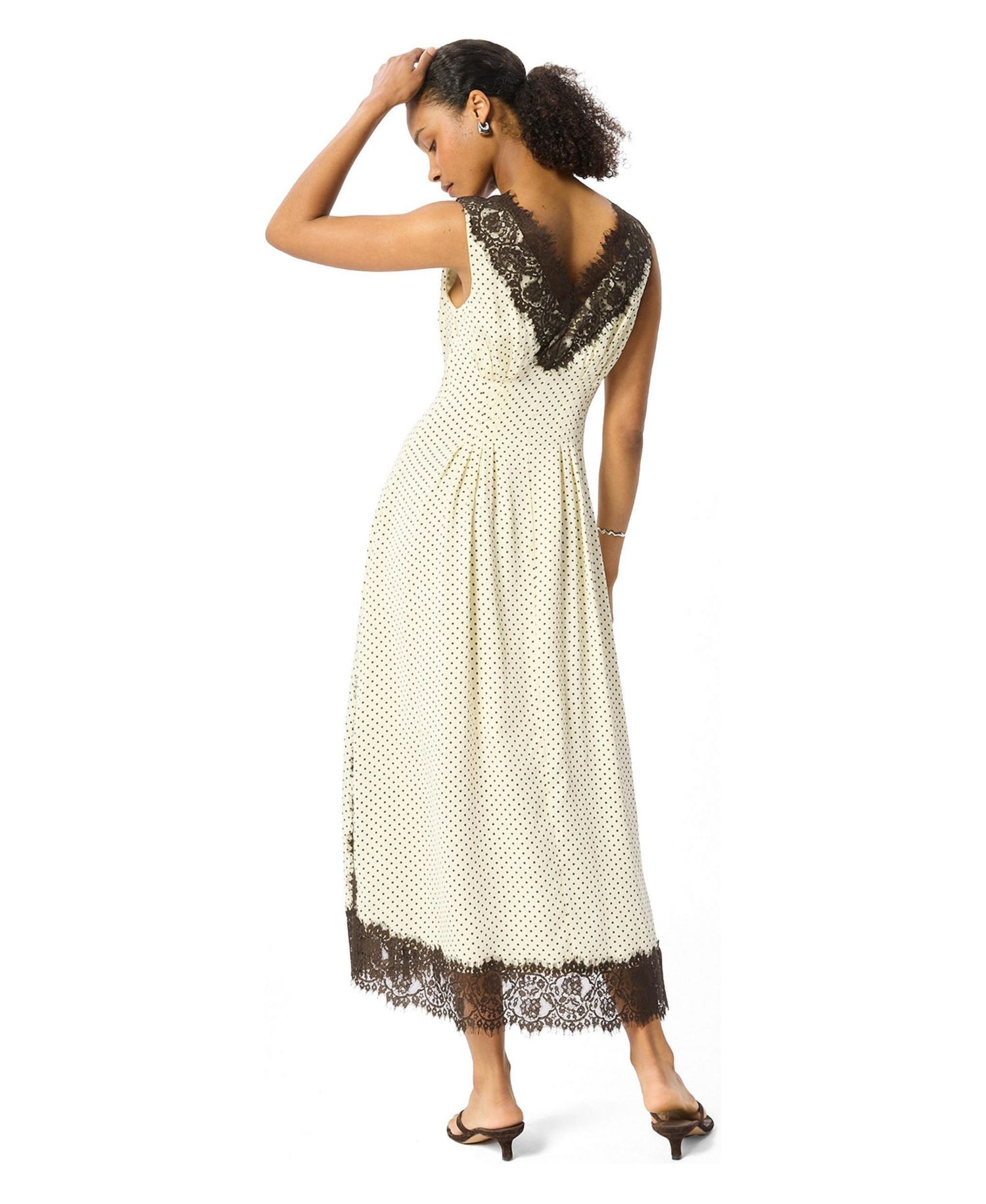Women's Spot-Print V-Neck A-Line Midi Dress