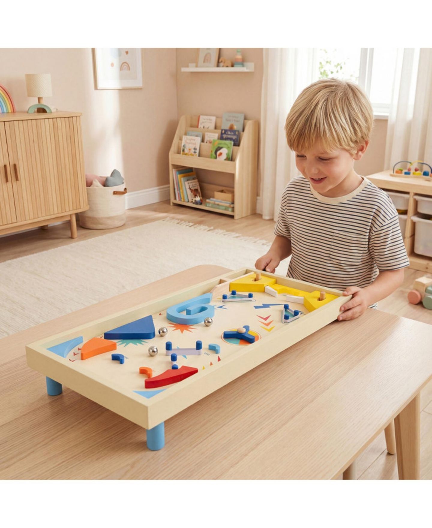 Детская игрушка HONGGE Wooden Pinball Machine with 3 Metal Balls, Ages 8+, цвет: Натуральный — фото 10