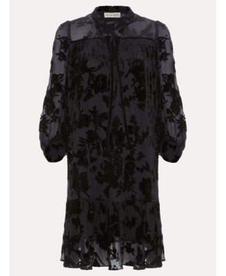 phase eight black floral dress Mila Velvet Burnout Swing Black Size 10 With a tie neck v-neck maxi DEIUOG 80 90s Fancy Size:43.5