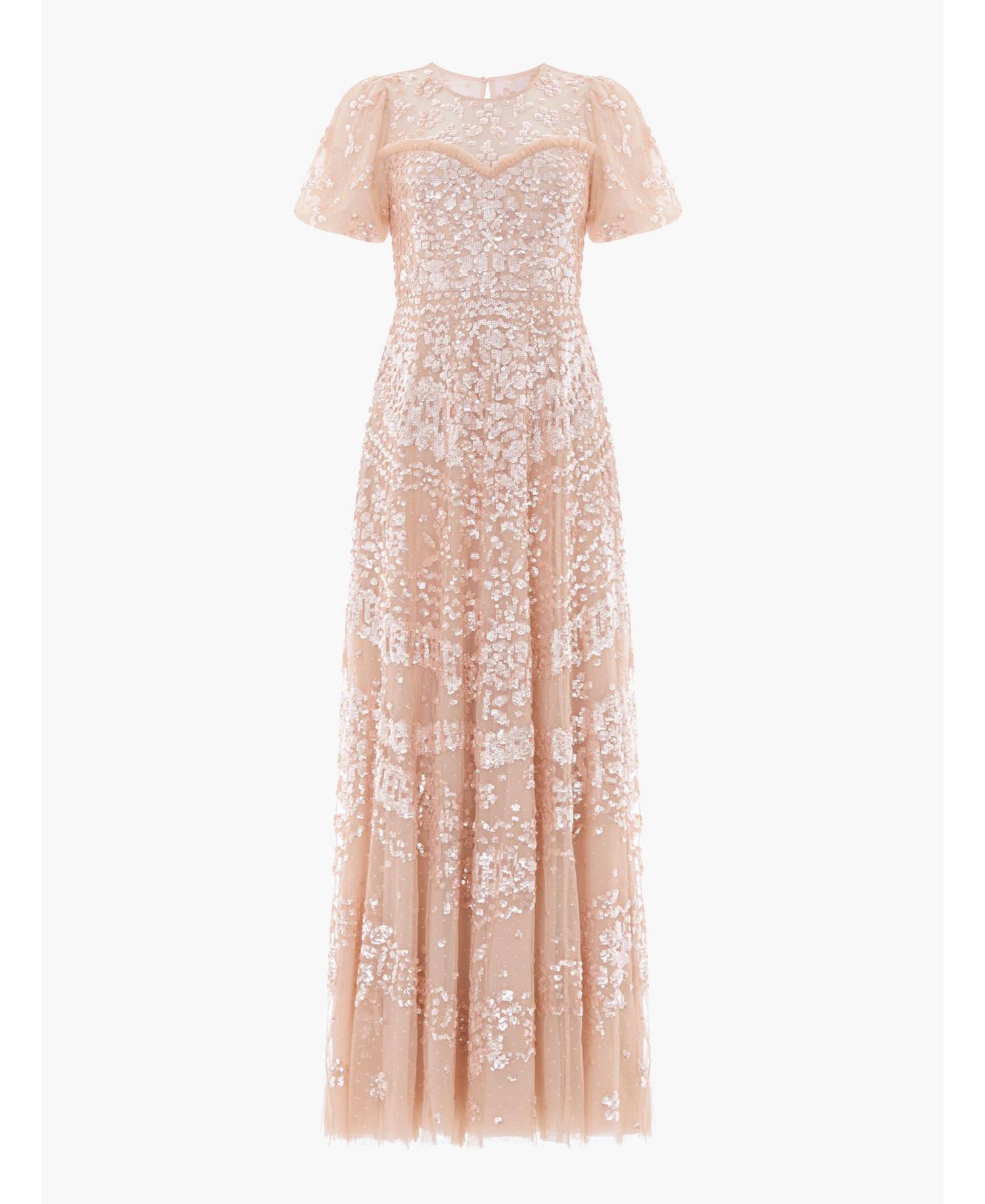 Women's Anais Sequin-Embroidery Sweetheart-Neck Short-Sleeve Gown