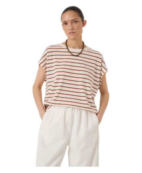 Женская футболка Hush Petra Striped Relaxed-Fit, цвет: Молочный белый