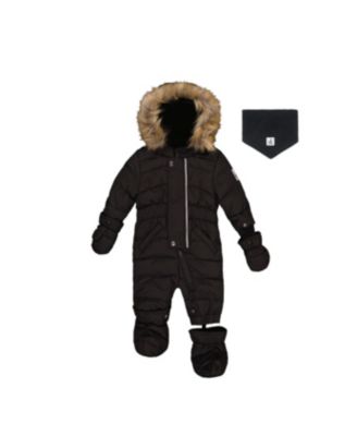 Baby ( 6M to 24M ) Unisex Original One Piece Puffy Snowsuit with Removable Mittens and Boots