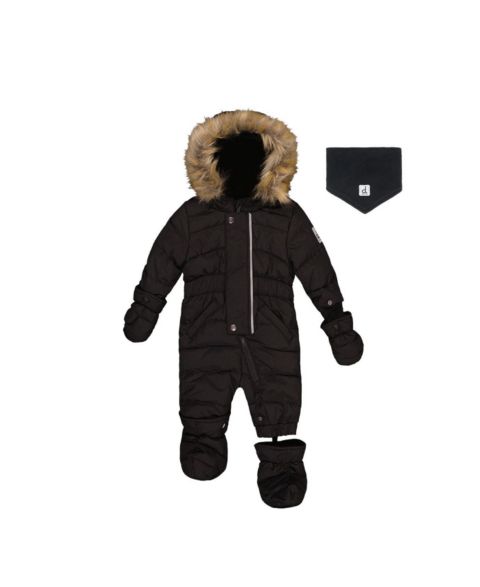 Комбинезон Deux par Deux ( 6M to 24M) Unisex Original One Piece Puffy Snowsuit with Removable Mittens and Boots для мальчиков-малышей, цвет: Чёрный