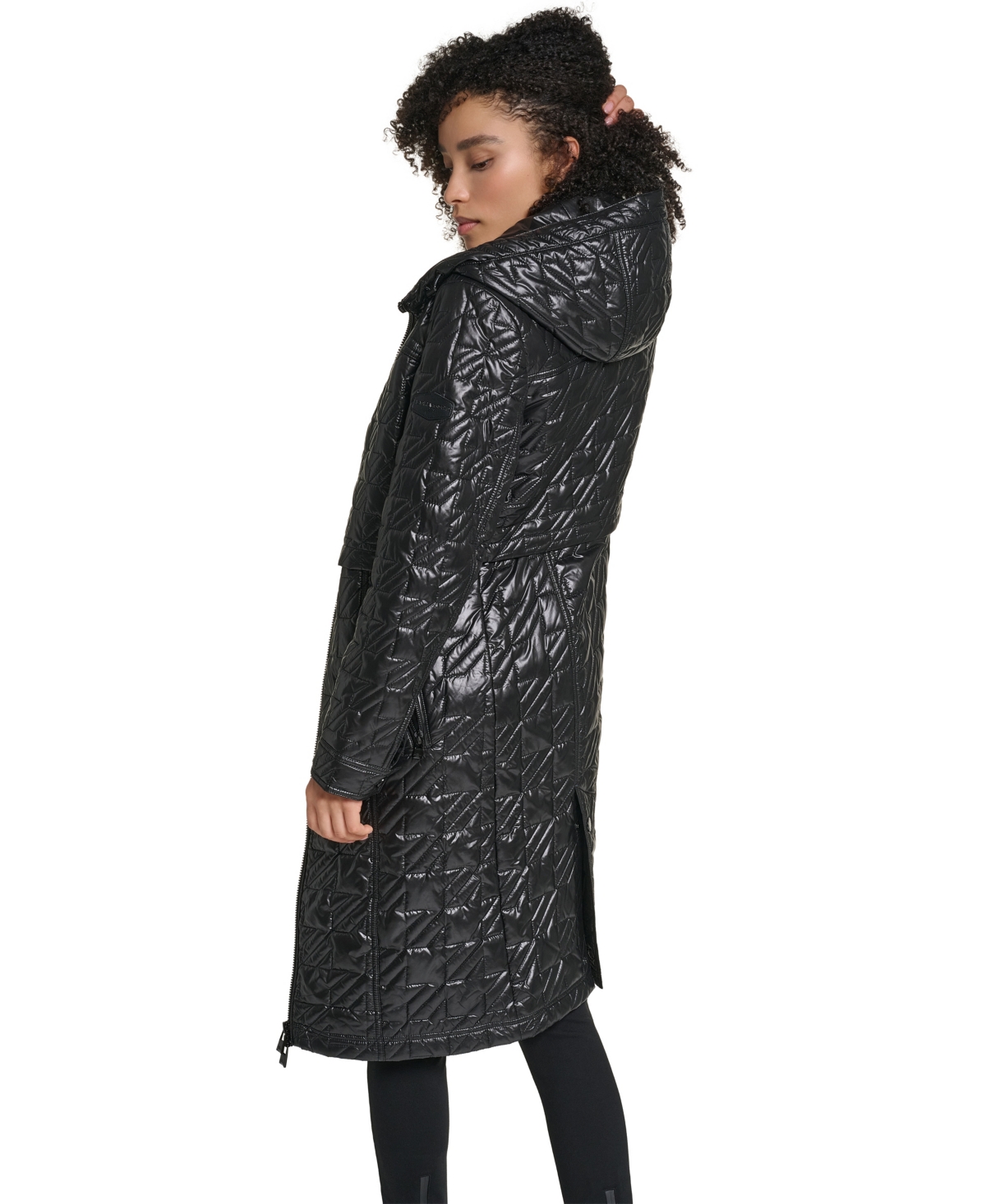 Karl Lagerfeld Paris Women's Hooded Anorak Star Quilted Coat