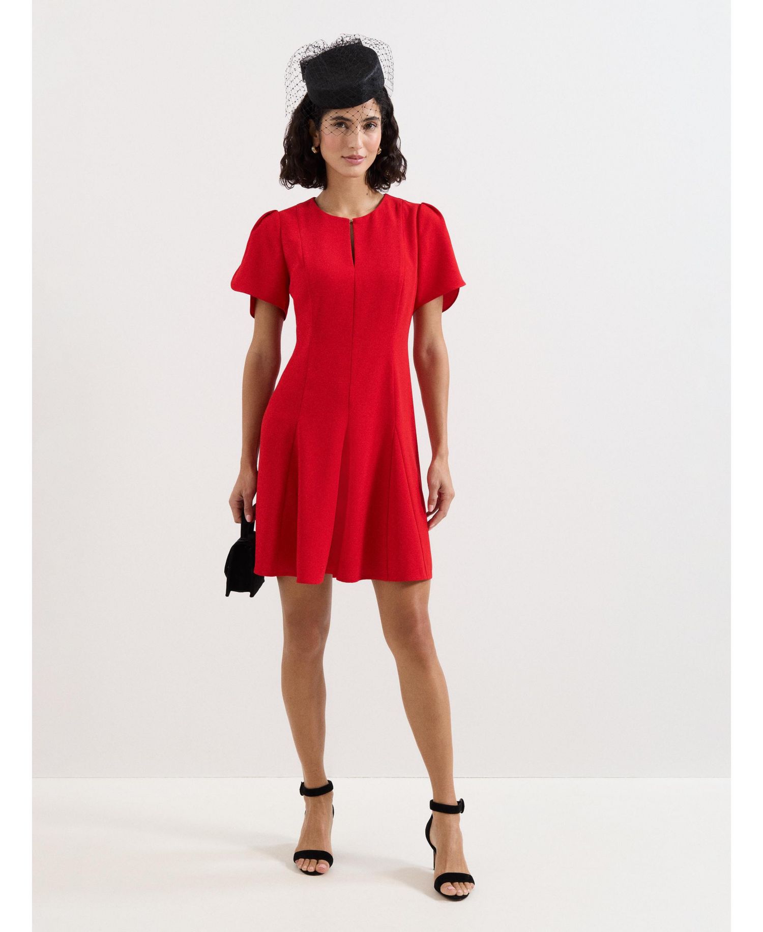 Women's Elia Fit-Flare Mini Keyhole-Neck Dress