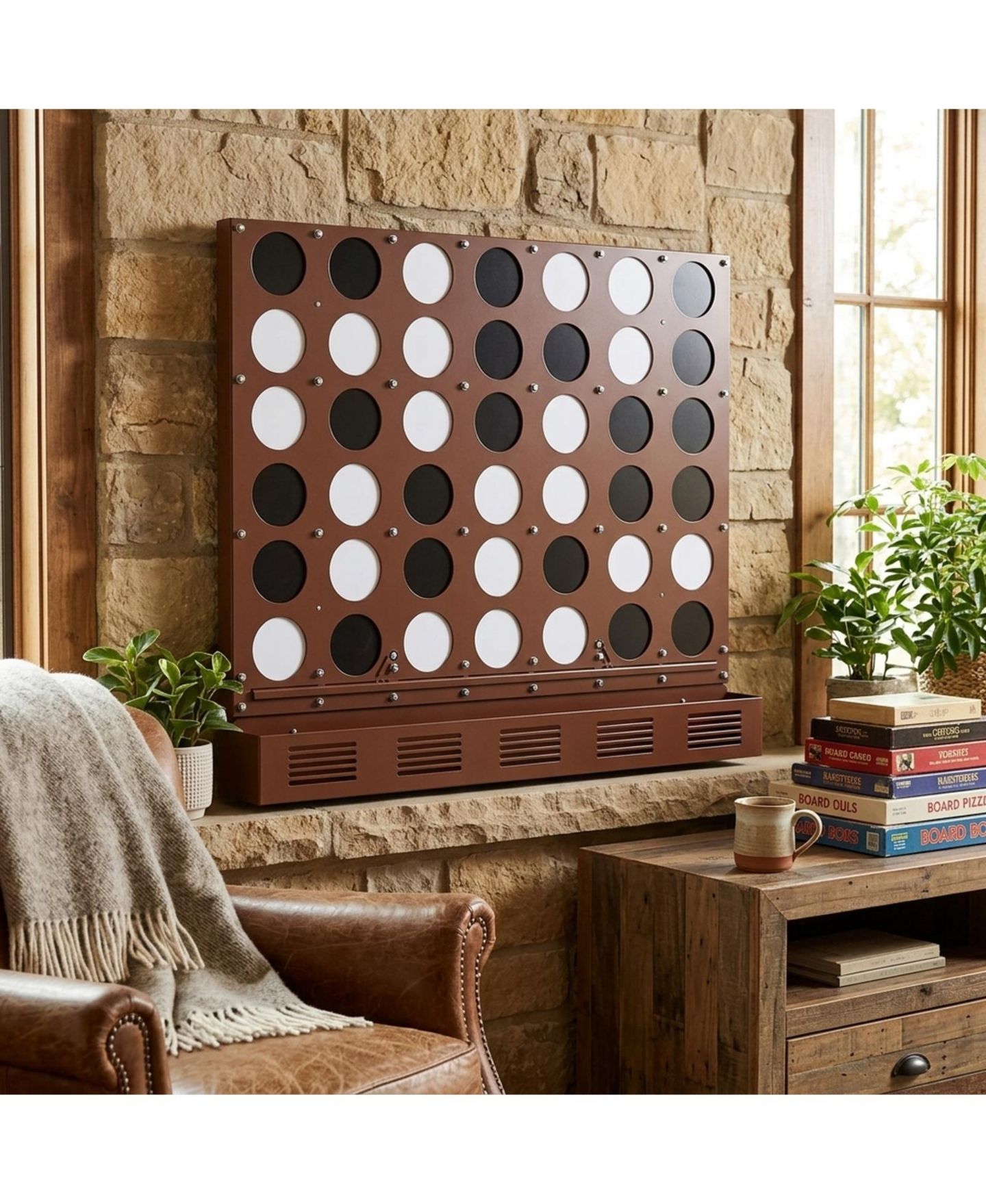 Детская настольная игра HONGGE Connect Four Strategy Wall-Mounted Board Game, Ages 6+, цвет: Коричневый — фото 3